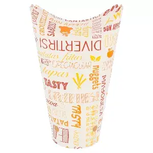 Vasos fritas con cierre 'parole' 22 oz - 660 ml 220 + 18pe g/m2 8,5x18 cm blanco cartoncillo (50 unid.)