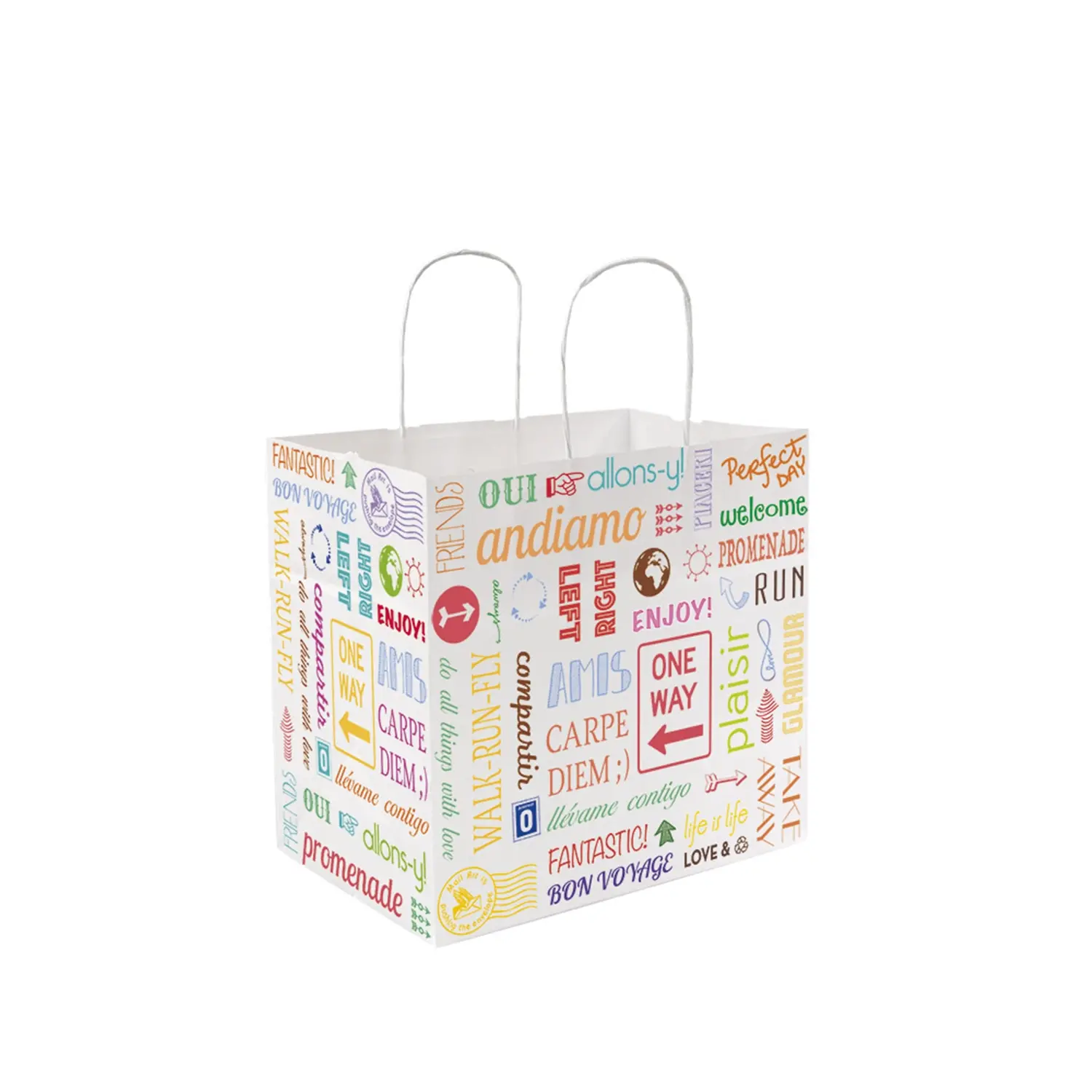Sacchetti sos con manici "traiteur" 'parole' 80 g/m2 26+17x24 cm bianco cellulosa (250 unità)