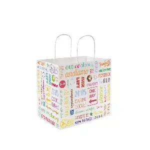 Sacchetti sos con manici "traiteur" 'parole' 80 g/m2 26+17x24 cm bianco cellulosa (250 unità)