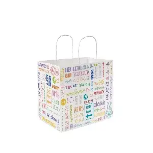 Sacchetti con manici "traiteur" 'parole' 90 g/m2 32+21x28,5 cm bianco cellulosa (250 unità)