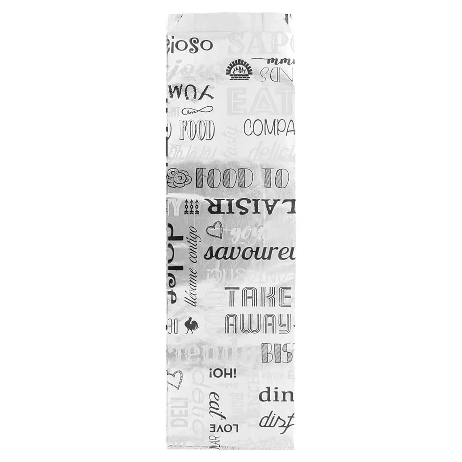 Sachetti per baguette 'parole' 35+20 g/m2 9+4x30 cm argento pergamena + alluminio (500 unità)