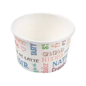 Coppette gelati 'parole' 120 ml 210 + 18 pe g/m2 ø7,7x4,7 cm bianco cartone (2000 unità)