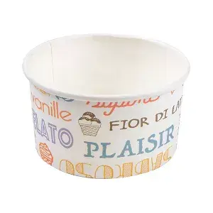 Coppette gelati 'parole' 90 ml 210 + 18 pe g/m2 ø7,2x4 cm bianco cartone (2000 unità)