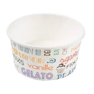 Contenitori gelati 'parole' 150 ml 250 + 18 pe g/m2 ø8,5x4,5 cm bianco cartone (2000 unità)
