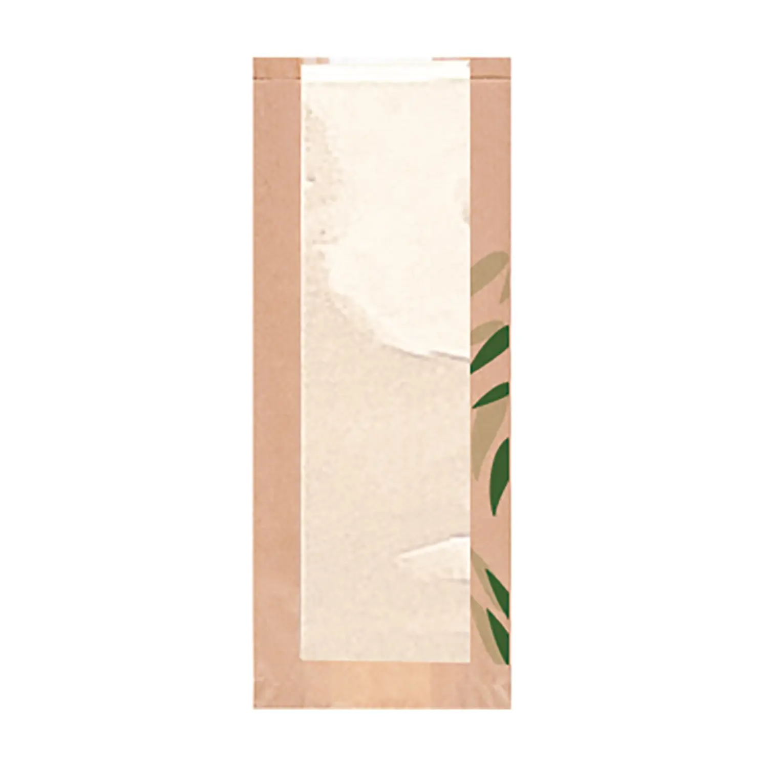 Sacchetti pane con finestra eco 'feel green - just paper' 32 g/m2 14+4x35 cm naturale kraft (500 unità)
