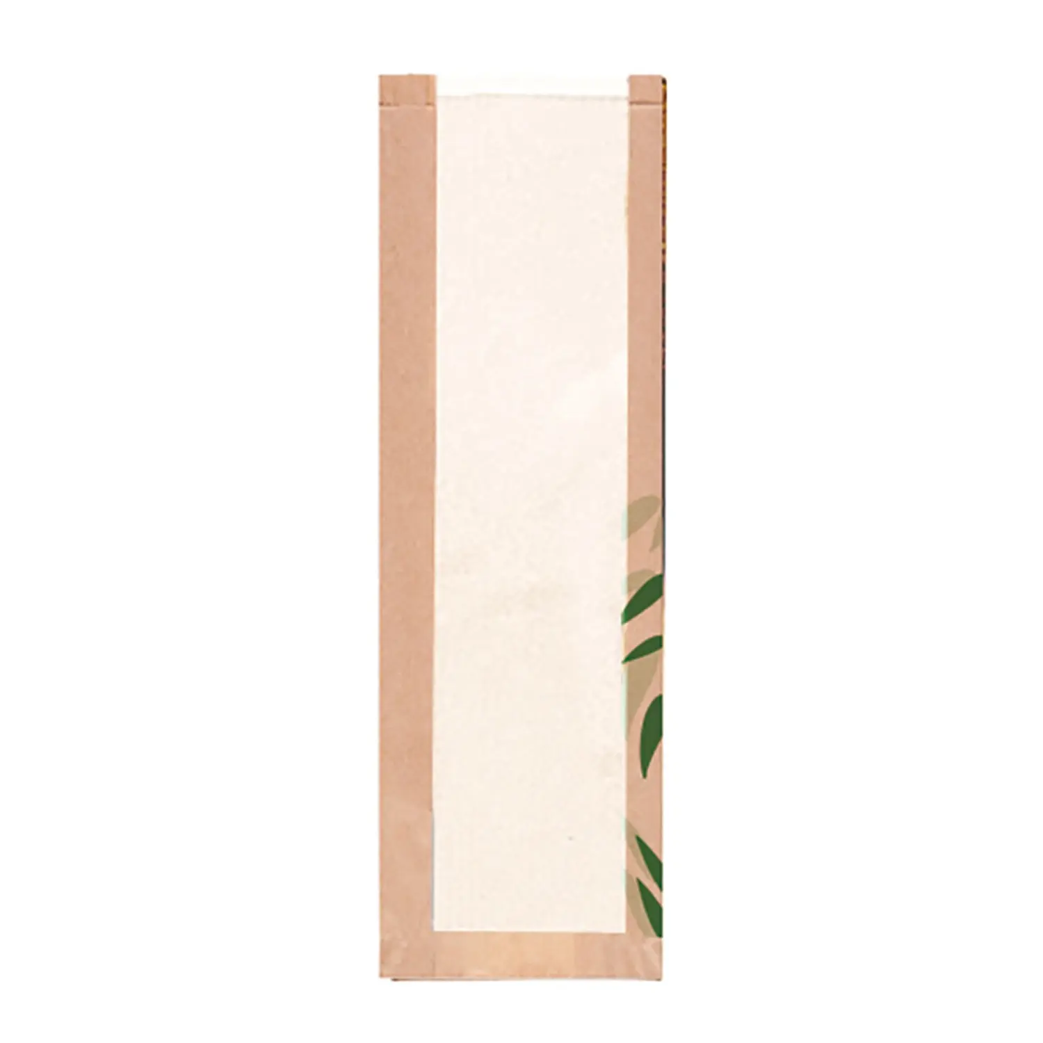 Sacchetti pane con finestra eco 'feel green - just paper' 32 g/m2 14+4x48 cm naturale kraft (250 unità)