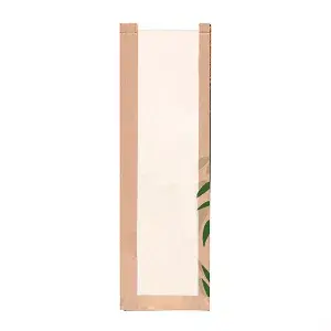 Sacos p/pão c/janela eco 'feel green - just paper' 32 g/m2 14+4x48 cm natural kraft (250 unidade)