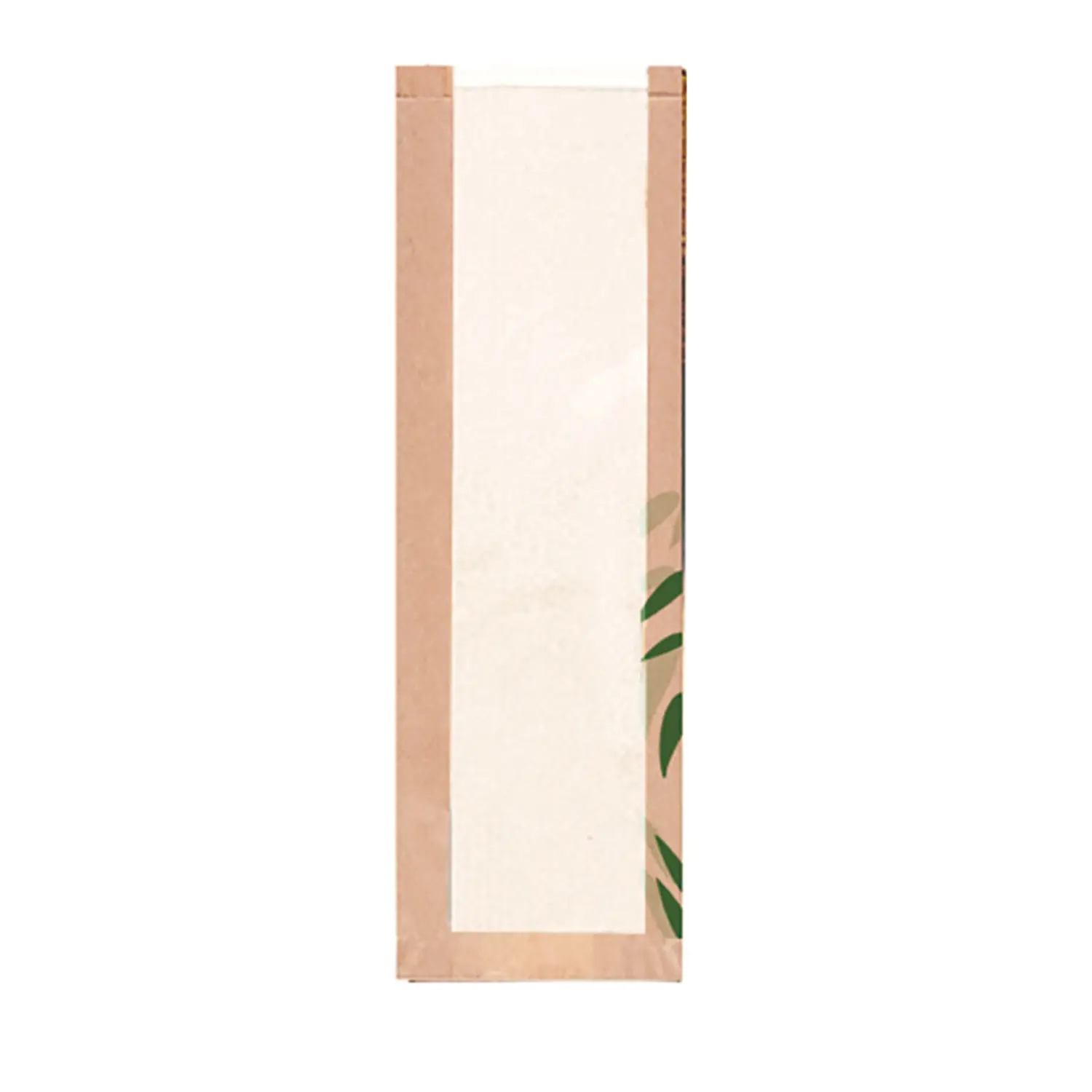 Sacchetti pane con finestra eco 'feel green - just paper' 32 g/m2 14+4x60 cm naturale kraft (250 unità)