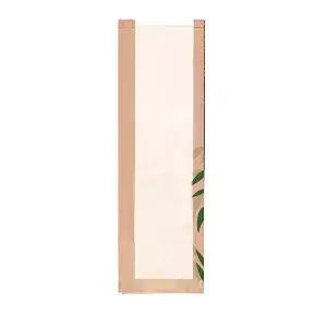 Sacchetti pane con finestra eco 'feel green - just paper' 32 g/m2 14+4x60 cm naturale kraft (250 unità)