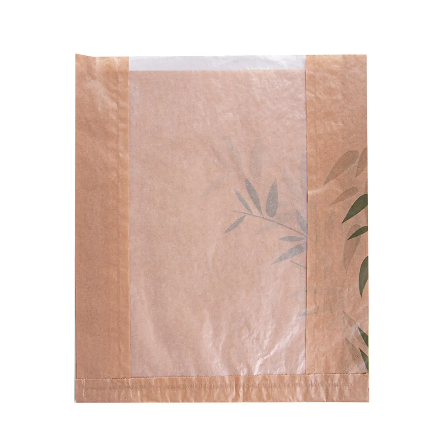 Bolsas pan con ventana eco 'feel green - just paper' 32 g/m2 26+4x30 cm natural kraft (250 unid.)