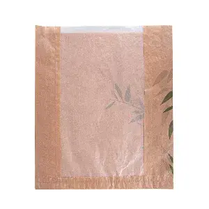 Sacos p/pão c/janela eco 'feel green - just paper' 32 g/m2 26+4x30 cm natural kraft (250 unidade)