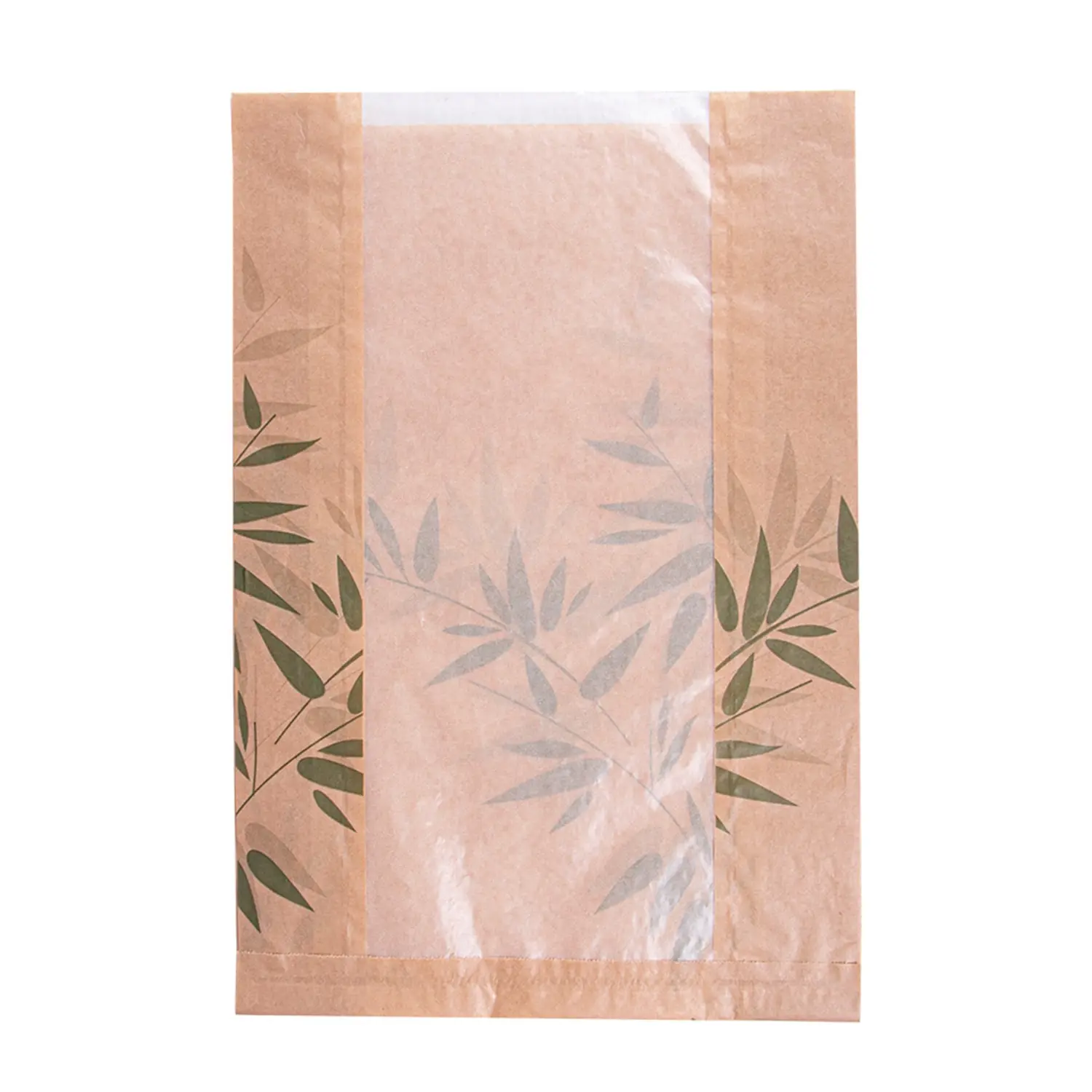Sacchetti pane con finestra eco 'feel green - just paper' 32 g/m2 26+10x38 cm naturale kraft (125 unità)
