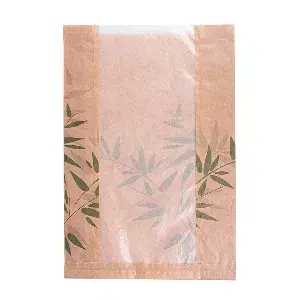 Sacchetti pane con finestra eco 'feel green - just paper' 32 g/m2 26+10x38 cm naturale kraft (125 unità)