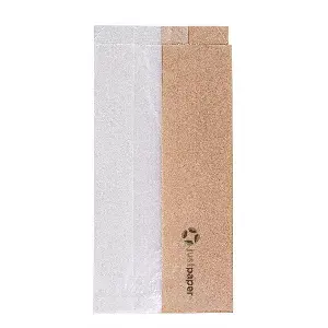 Bolsas para sándwiches con ventana eco pfas free 'just paper' 38 g/m2 9+5,5x18 cm natural perg. antigrasas (250 unid.)