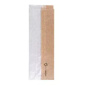 Sacchetti per sandwiches con finestra eco pfas free 'just paper' 40 g/m2 9+5,5x26 cm naturale pergamana antigrassi (250 unità)