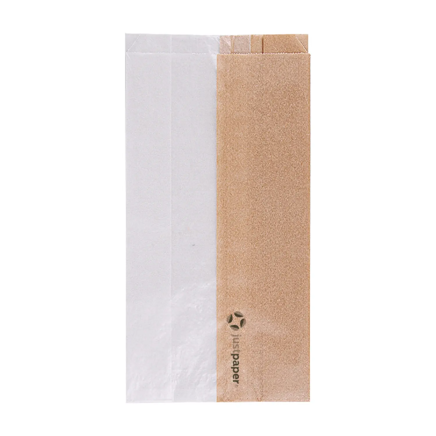 Sacchetti per sandwiches con finestra eco pfas free 'just paper' 38 g/m2 12+6x23 cm naturale pergamana antigrassi (250 unità)