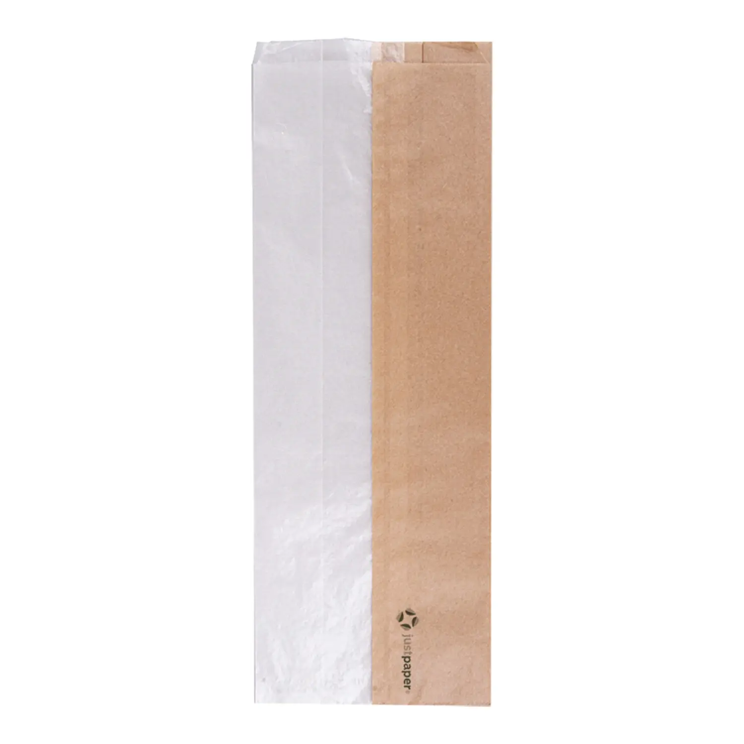 Sacchetti per sandwiches con finestra eco pfas free 'just paper' 40 g/m2 14+8x38 cm naturale pergamana antigrassi (250 unità)