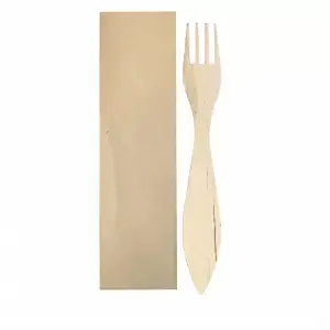 Forchette anguille imbustata kraft wood  15 cm naturale legno (100 unità)