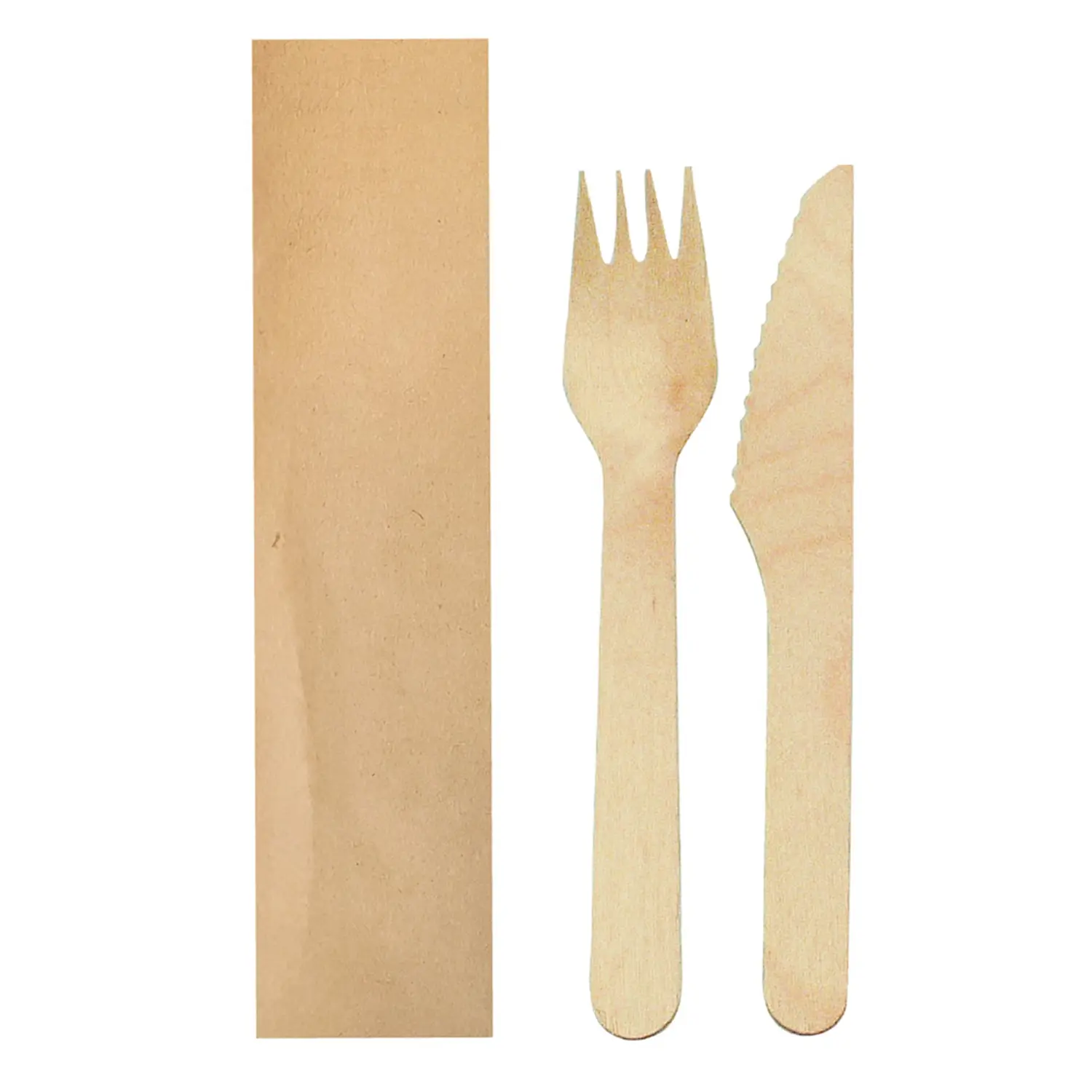 Set 2/1 forchetta, coltello wood 'makan'  16 cm naturale legno (100 unità)