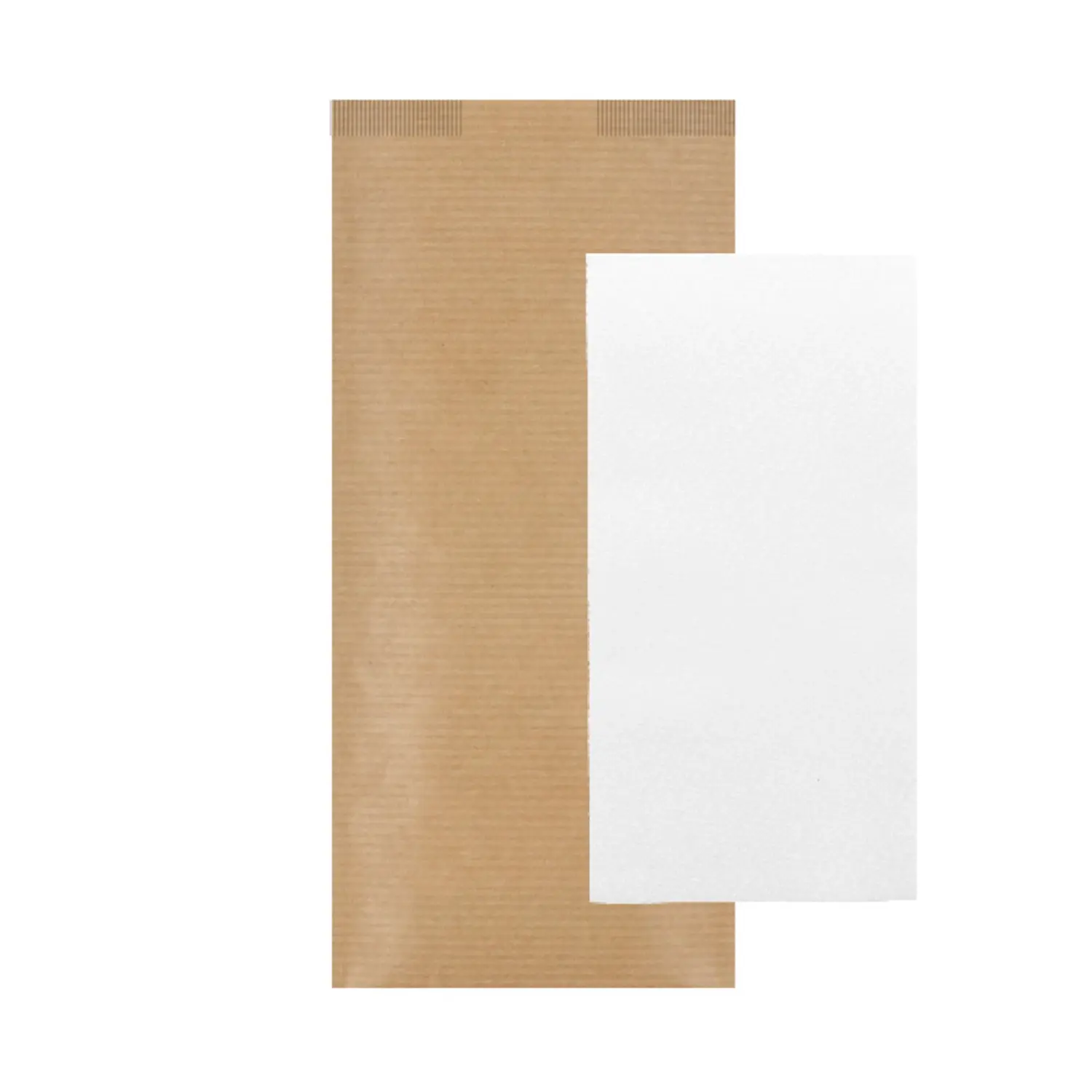 Tovaglioli bianchi airlaid incellofanati just in time  40 + 10pe g/m2 11x25 cm naturale kraft a costine (300 unità)