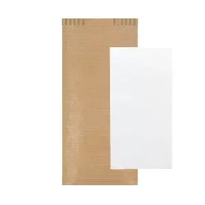 Servilletas blancas airlaid enfundadas just in time  40 + 10pe g/m2 11x25 cm natural kraft verjurado (300 unid.)