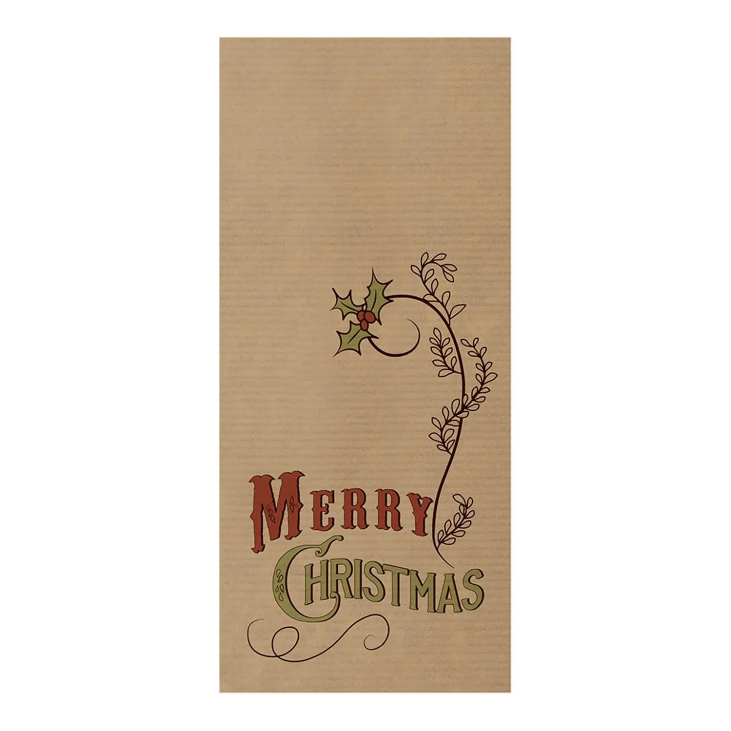 Tovaglioli bordeaux imb. 'd.point' 40x32 cm - merry christmas 'just in time'  40 + 10pe g/m2 11x25 cm kraft a costine (300 unità)