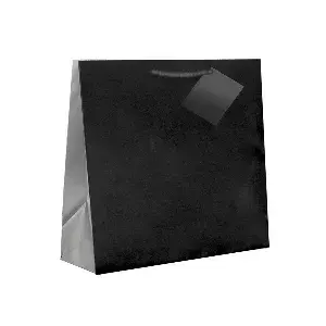 Saco boutique asa em cordão  150 g/m2 12+7x16 cm preto celulose (100 unidade)