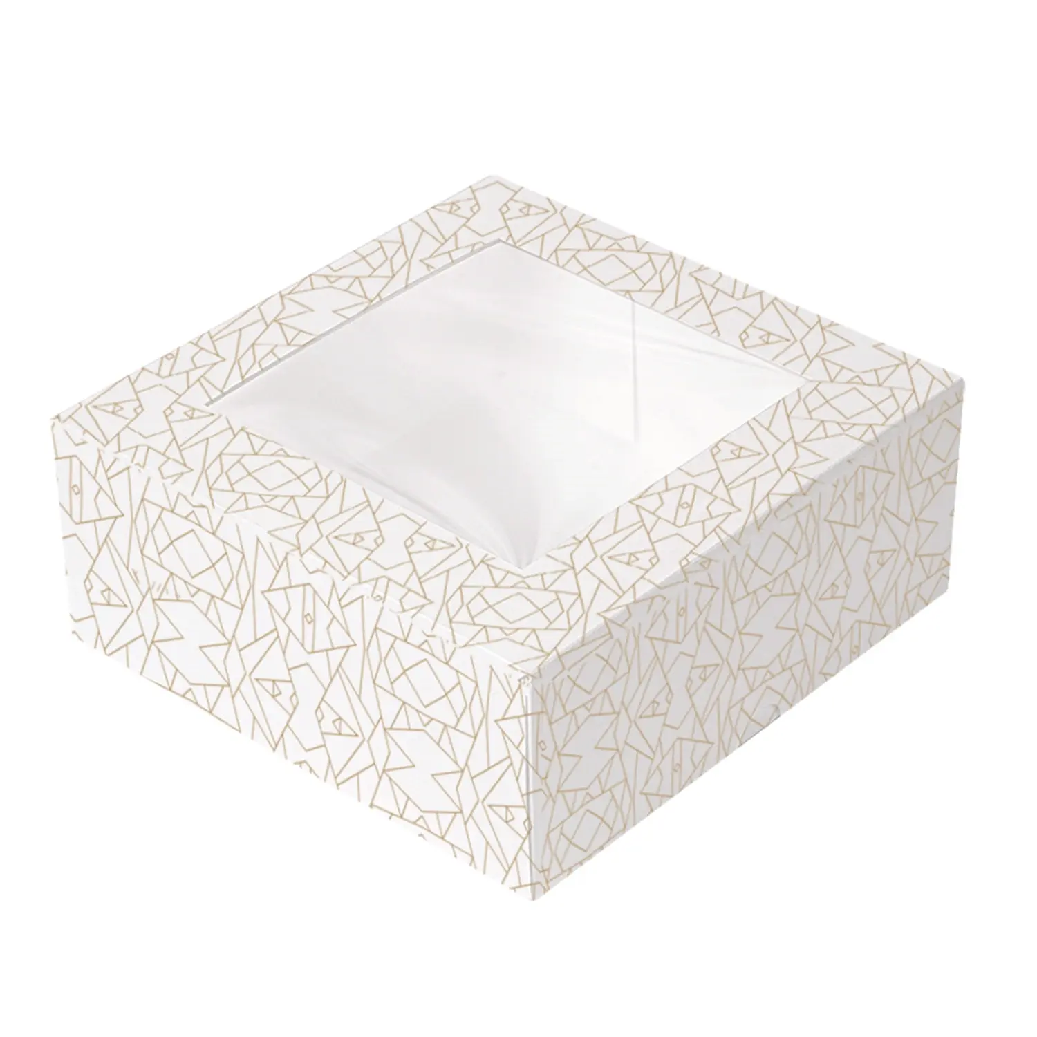 Cajas pastelería con ventana thepack 'deco'  18x18x7,5 cm blanco cartón nano-micro + opp (50 unid.)