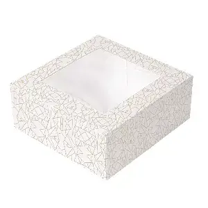 Cajas pastelería con ventana thepack 'deco'  18x18x7,5 cm blanco cartón nano-micro + opp (50 unid.)