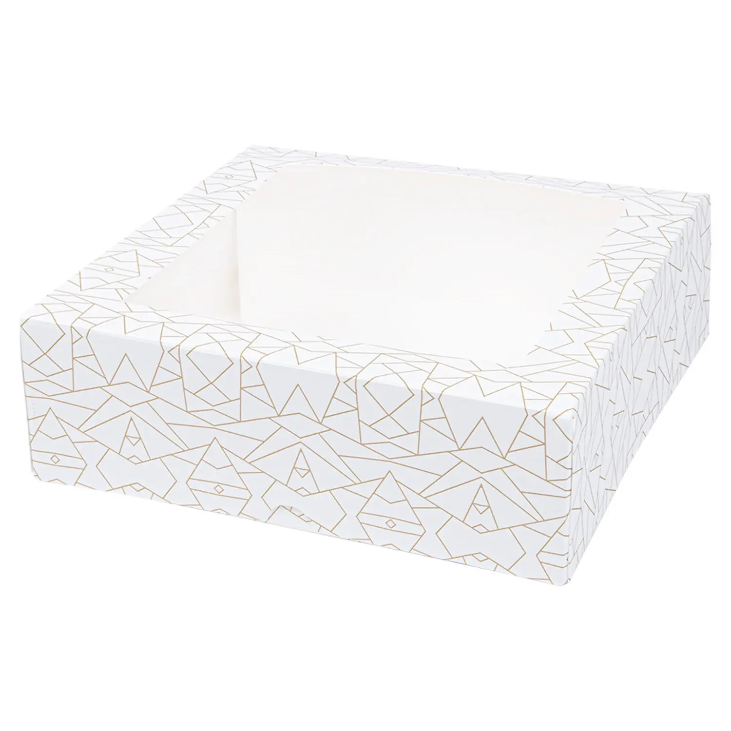 Scatole per pasticceria con finestra thepack 'deco'  23x23x7,5 cm bianco cartone nano-micro + opp (50 unità)