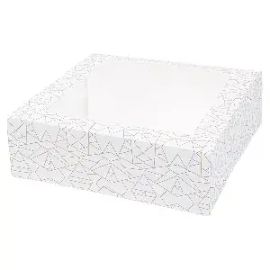 Caixa para pastelaria com janela thepack 'deco'  23x23x7,5 cm branco cartão nano-micro + opp (50 unidade)