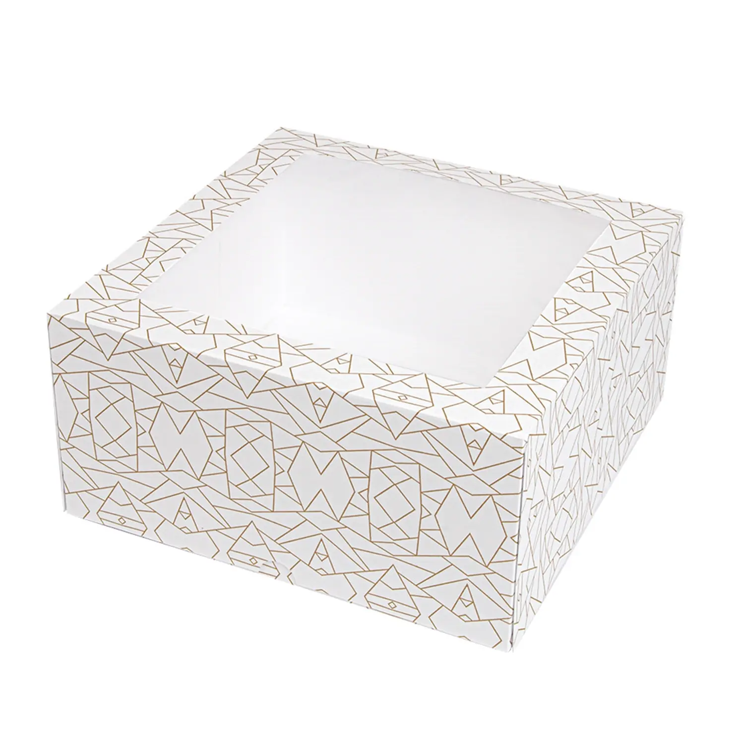 Scatole per pasticceria con finestra thepack 'deco'  24x24x12 cm bianco cartone nano-micro + opp (50 unità)