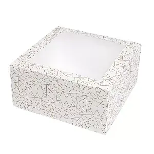 Scatole per pasticceria con finestra thepack 'deco'  24x24x12 cm bianco cartone nano-micro + opp (50 unità)
