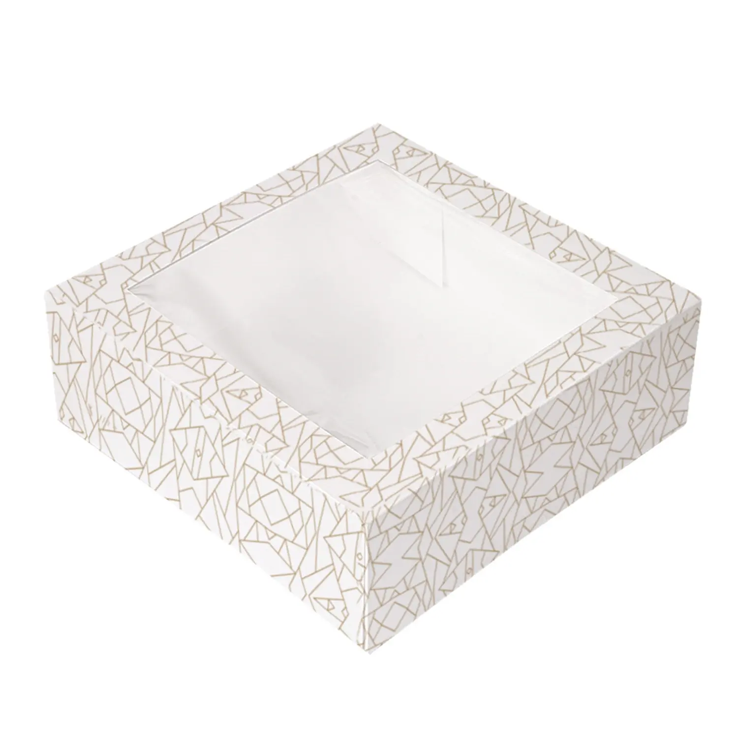 Scatole per pasticceria con finestra thepack 'deco'  28x28x10 cm bianco cartone nano-micro + opp (50 unità)