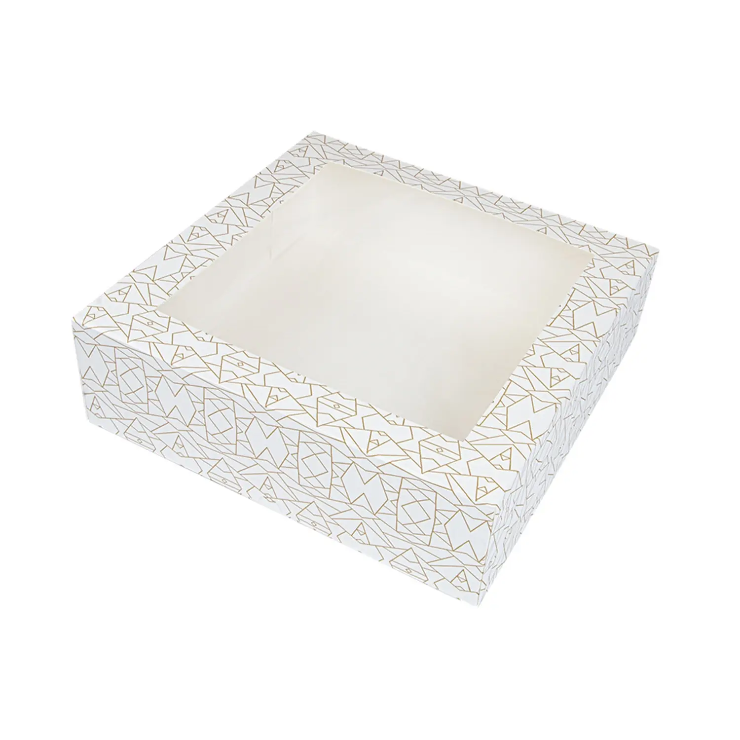 Scatole per pasticceria con finestra thepack 'deco'  32x32x10 cm bianco cartone nano-micro + opp (100 unità)