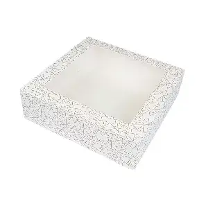 Scatole per pasticceria con finestra thepack 'deco'  32x32x10 cm bianco cartone nano-micro + opp (100 unità)