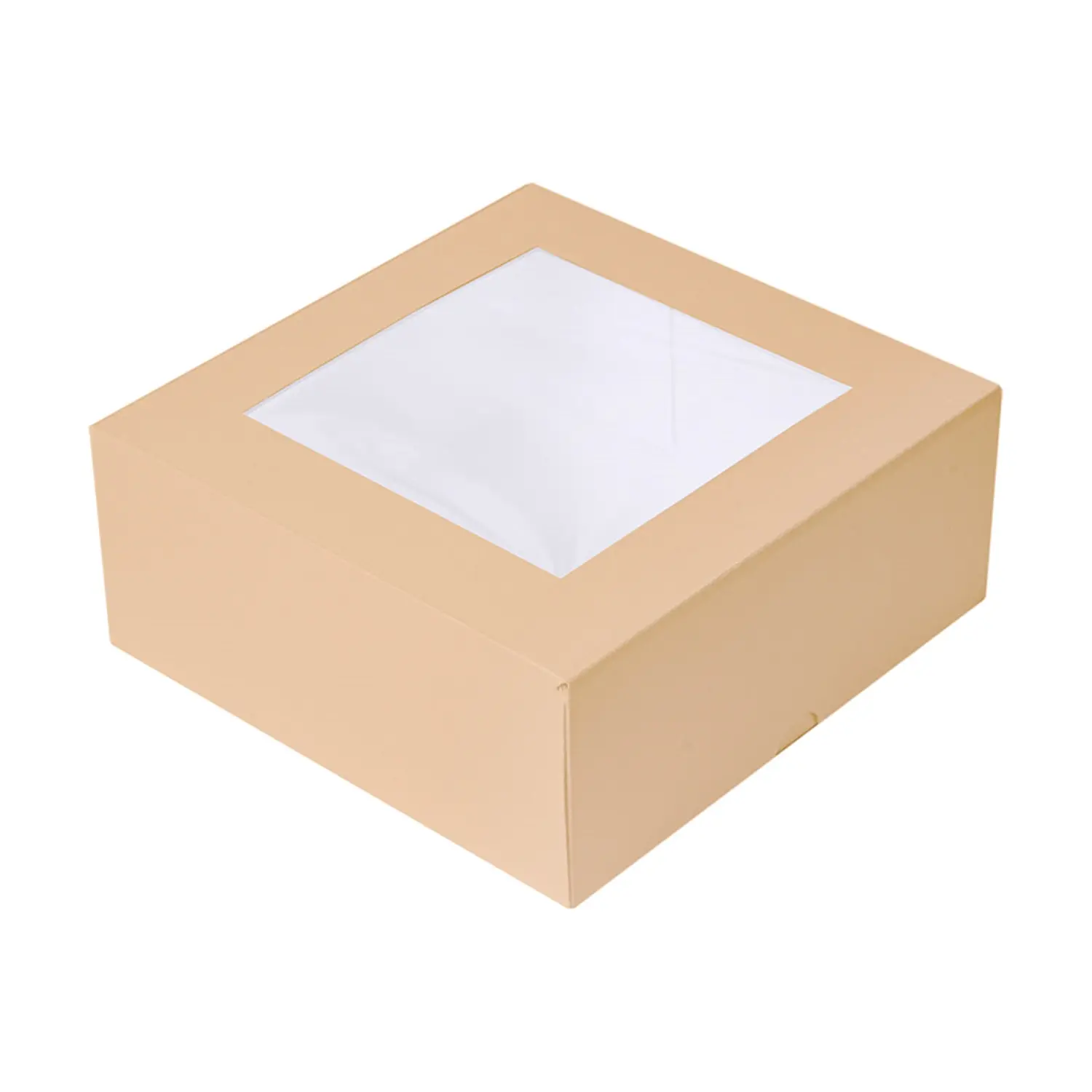 Cajas pastelería con ventana thepack  18x18x7,5 cm natural cartón nano-micro + opp (50 unid.)