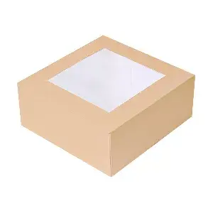 Cajas pastelería con ventana thepack  18x18x7,5 cm natural cartón nano-micro + opp (50 unid.)