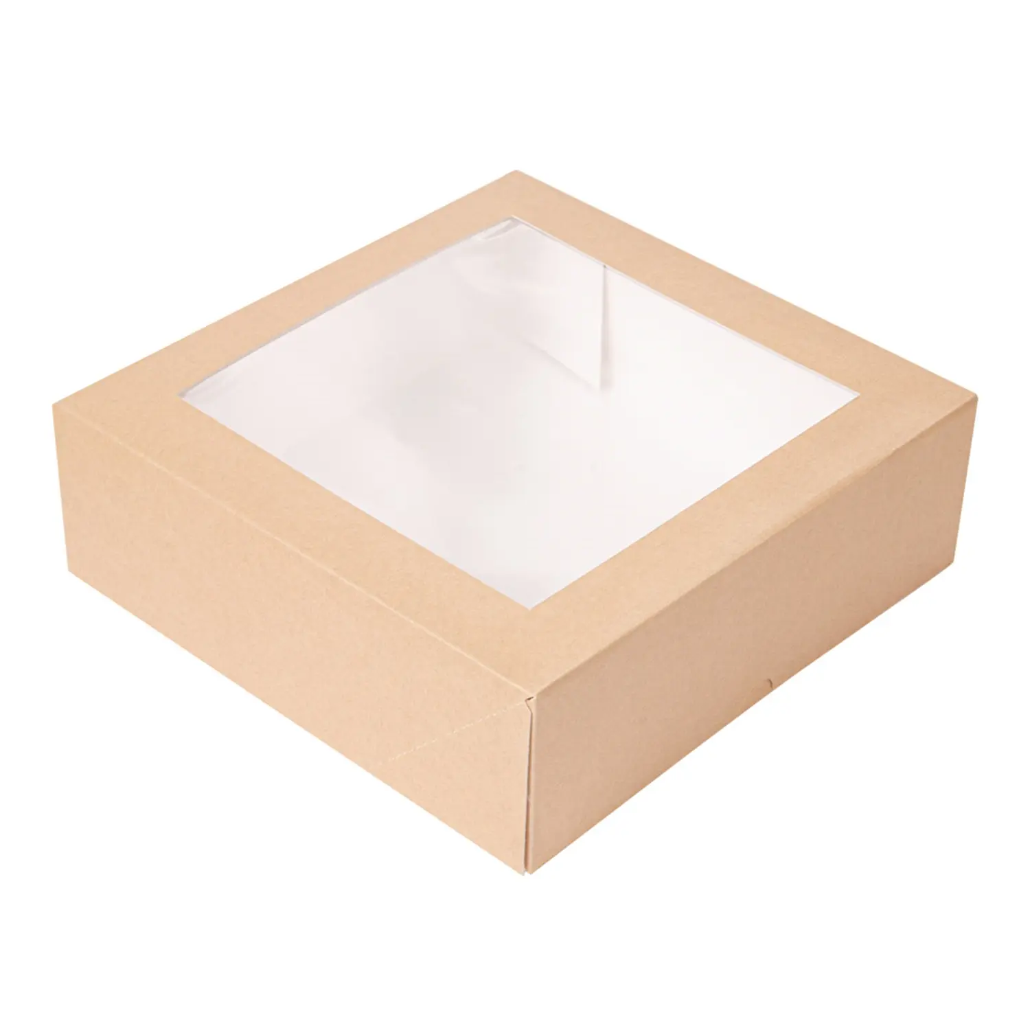 Scatole per pasticceria con finestra thepack  23x23x7,5 cm naturale cartone nano-micro + opp (200 unità)