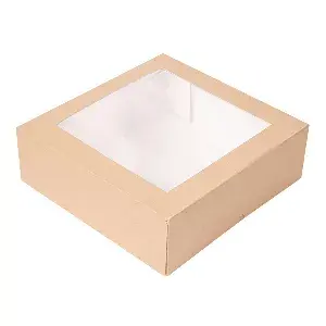 Scatole per pasticceria con finestra thepack  23x23x7,5 cm naturale cartone nano-micro + opp (200 unità)