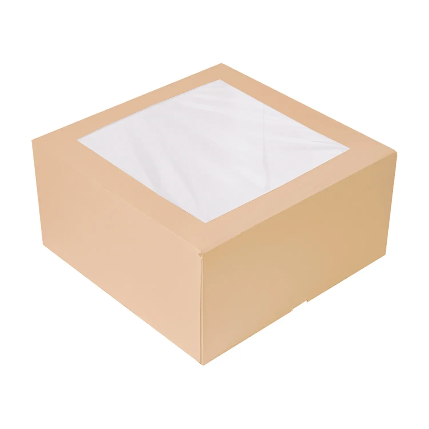 Scatole per pasticceria con finestra thepack  24x24x12 cm naturale cartone nano-micro + opp (100 unità)