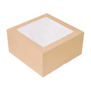 Scatole per pasticceria con finestra thepack  24x24x12 cm naturale cartone nano-micro + opp (100 unità)