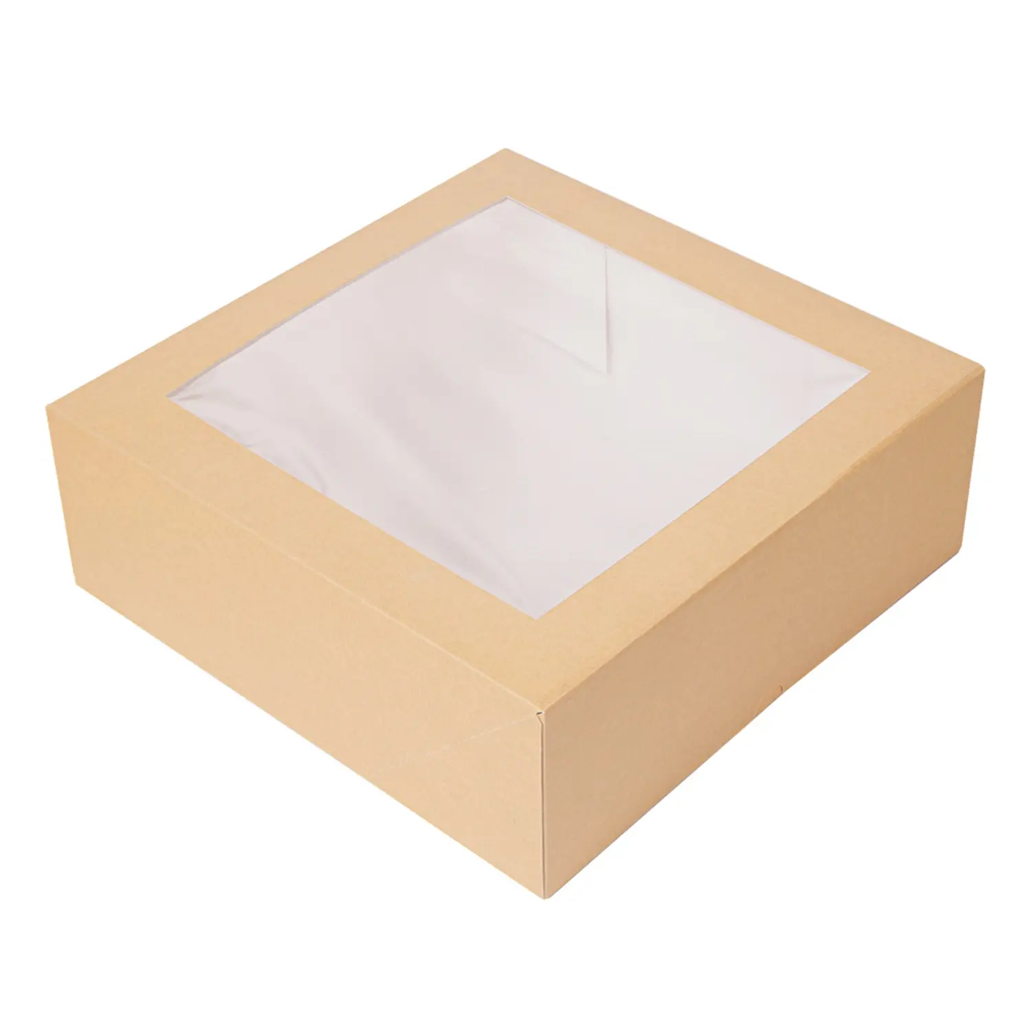 Scatole per pasticceria con finestra thepack  28x28x10 cm naturale cartone nano-micro+opp (100 unità)