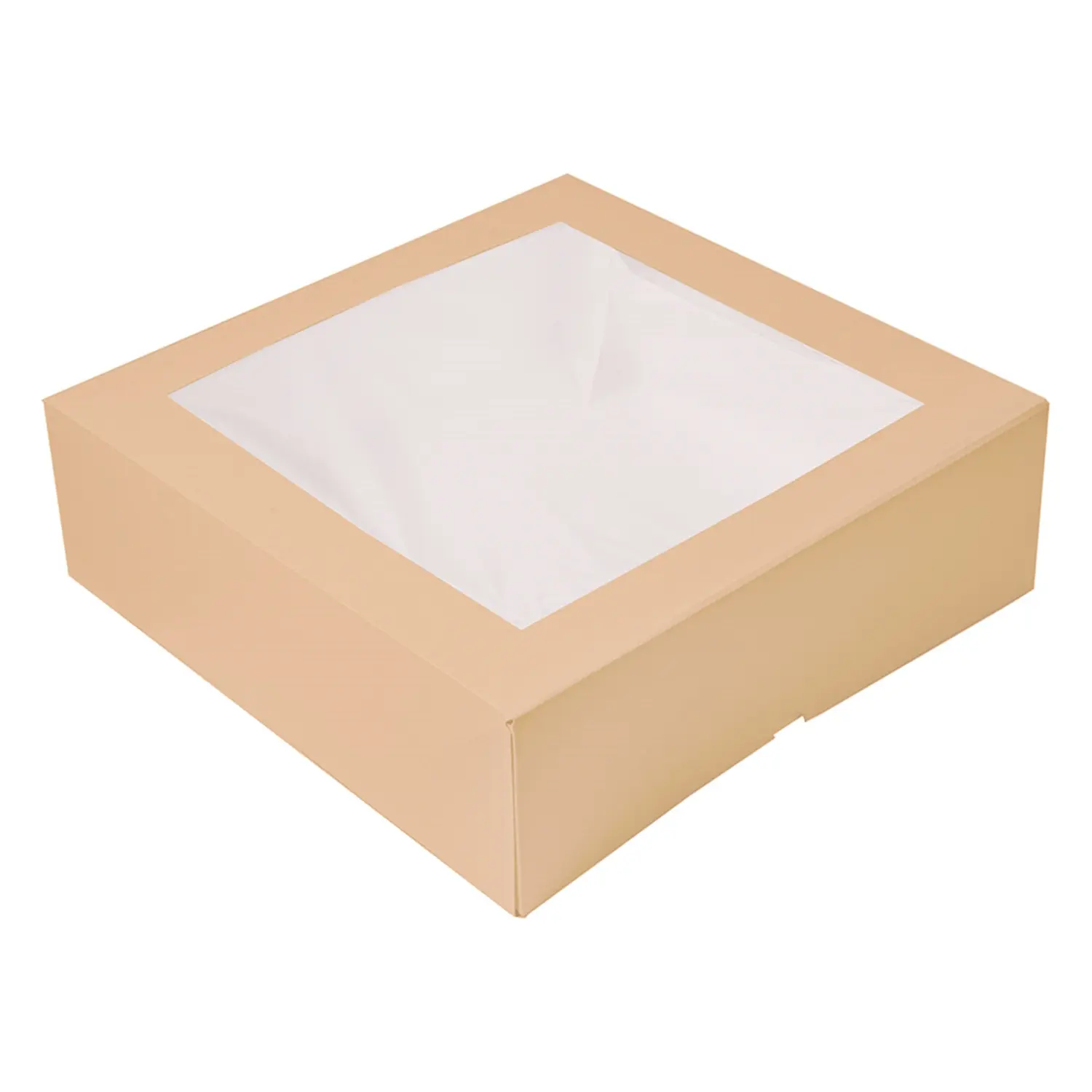 Scatole per pasticceria con finestra thepack  32x32x10 cm naturale cartone nano-micro + opp (100 unità)
