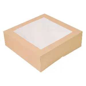 Scatole per pasticceria con finestra thepack  32x32x10 cm naturale cartone nano-micro + opp (100 unità)