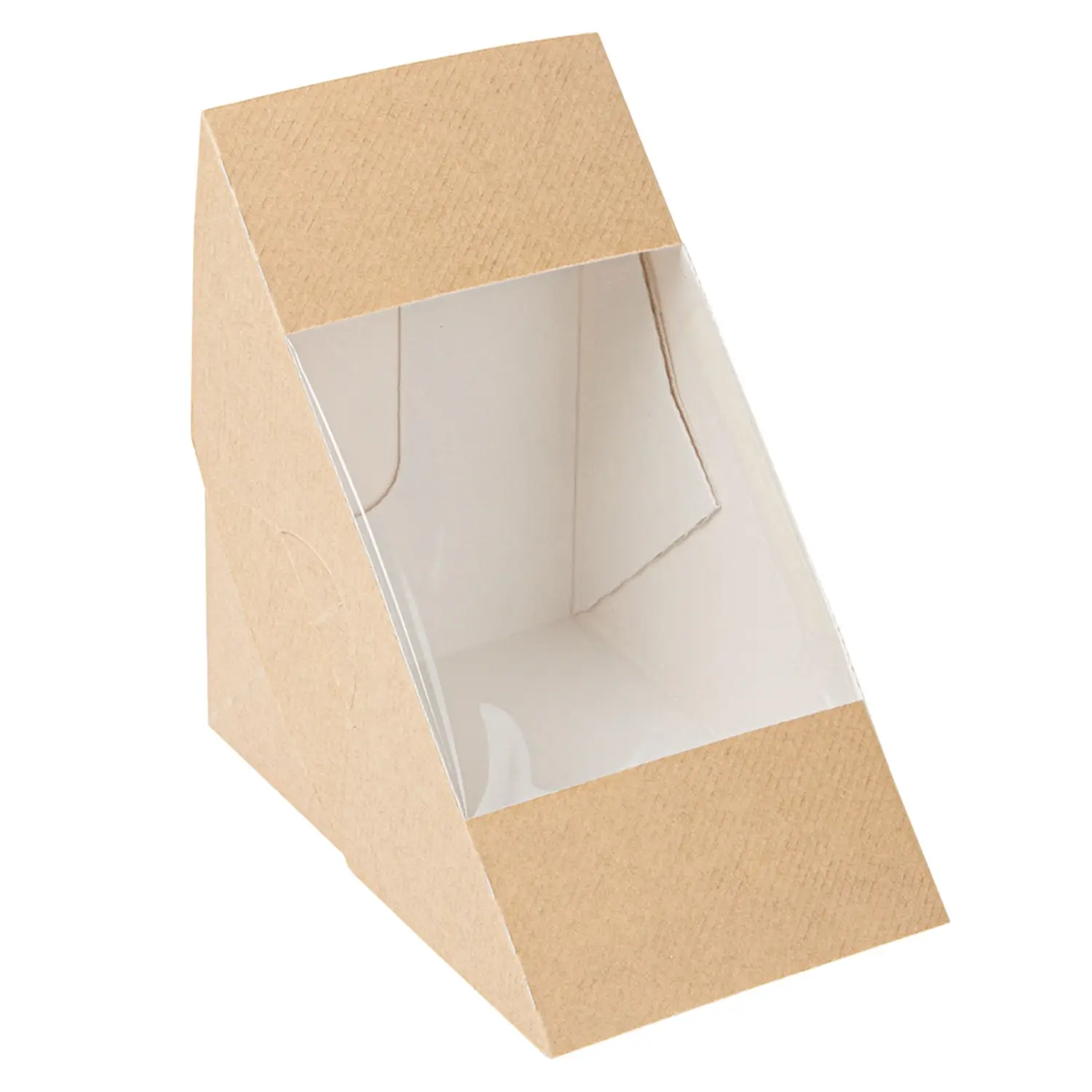 Caixas sandes triplo com janela thepack  12,4x12,4x8,3 cm natural cartão nano-micro + opp (500 unidade)