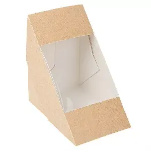 Scatole panino triplo con finestra thepack  12,4x12,4x8,3 cm naturale cartone nano-micro + opp (500 unità)