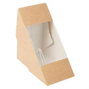 Scatole panino doppio con finestra thepack  12,4x12,4x7,5 cm naturale cartone nano-micro + opp (500 unità)