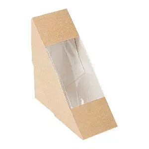 Scatole per panini con finestra thepack  12,4x12,4x5,5 cm naturale cartone nano-micro + opp (500 unità)