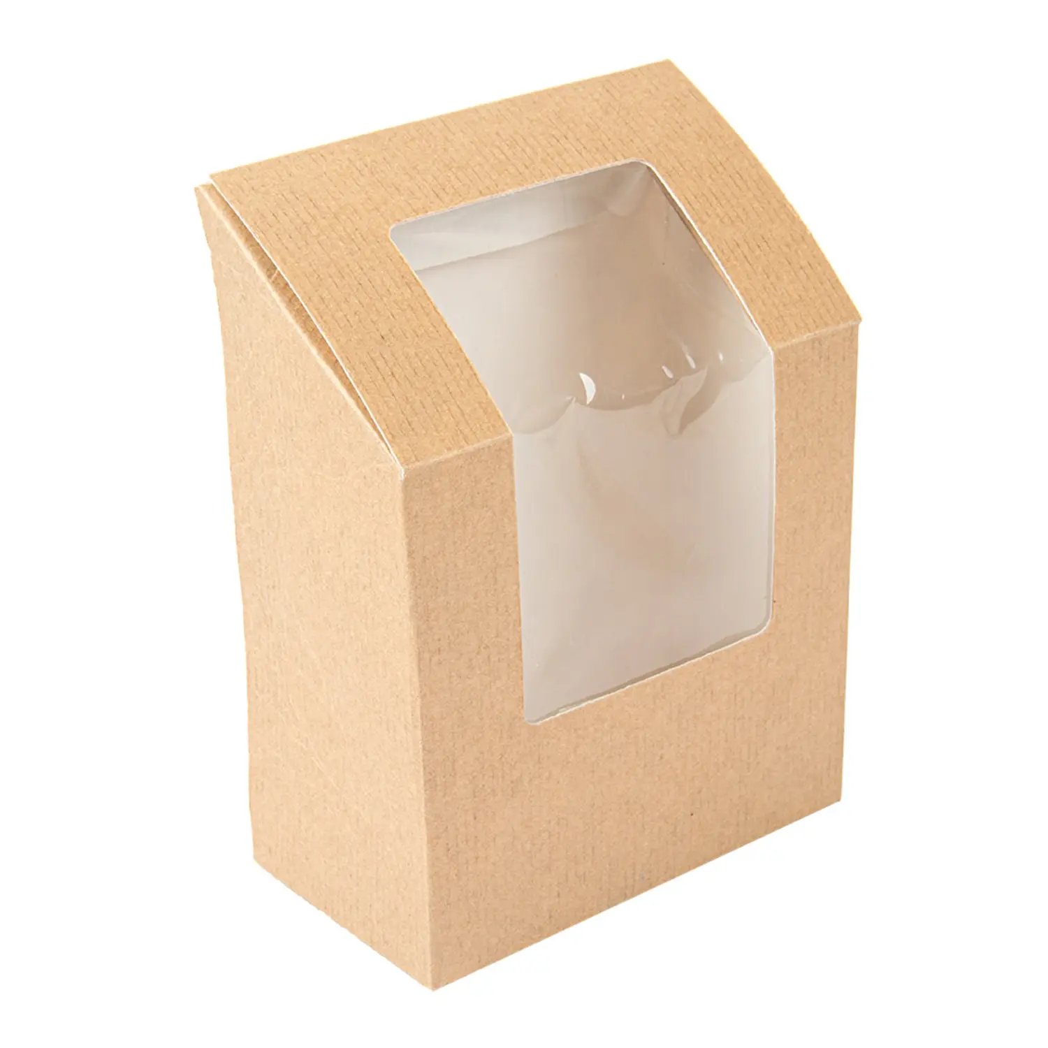 Scatole tortilla-wrap con finestra thepack  9,2x5,1x9,2/12,5 cm naturale cartone nano-micro + opp (600 unità)